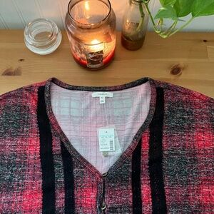 Maurices Lightweight Stretch Plaid Pullover Top Size XXL New With Tags